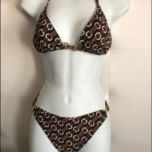 Michael Kors Brown logo Bikini Size 8 - Picture 2 of 14
